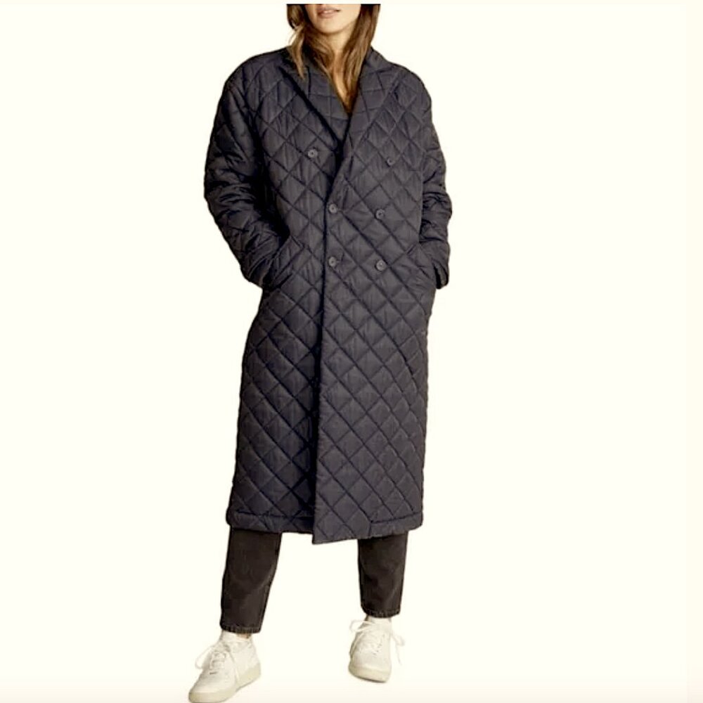 NWT Rebecca Minkoff  oversize style Double Breasted Quilted Long Black Coat